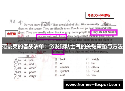 范戴克的备战清单：激发球队士气的关键策略与方法